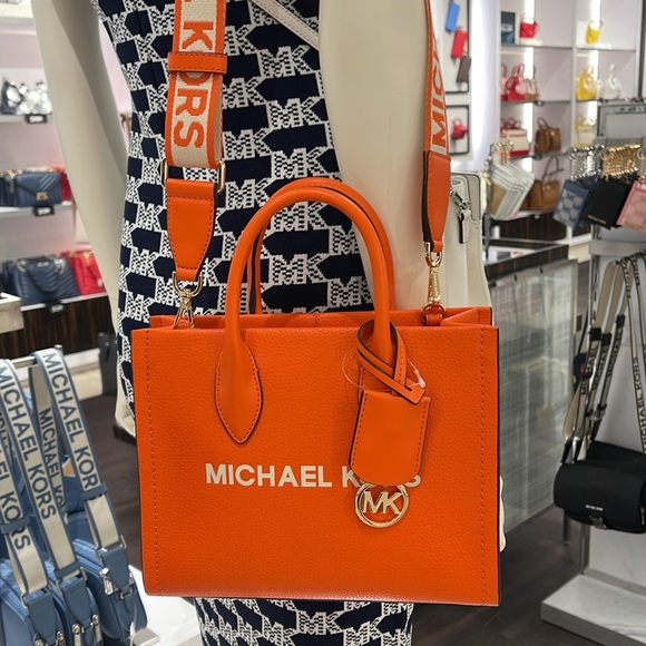 Michael Kors Mirella Small Pebbled Leather Shopper Top Zip Crossbody XBODY Tote - Picture 2 of 16